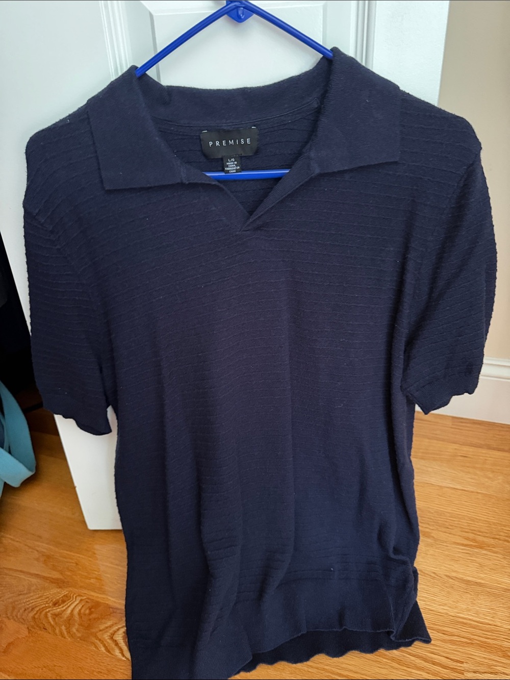 Premise Dark Blue Short Sleeve Polo Knit